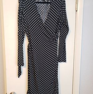 Polka Dot Faux Wrap Dress